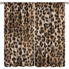 Leopard Print Curtains Brown 42x54 Inch Rod Pocket 2 Panels
