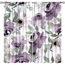 Floral Blackout Curtains Vintage Purple Boho Pattern 2