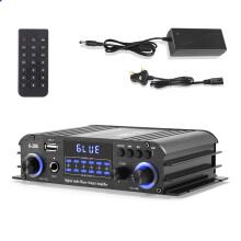 4.0 Channel Bluetooth Audio Amplifier, 30W×4 HiFi Stereo Receiver with FM Radio, USB SD Card & 2 Mic Input, Remote LCD Display