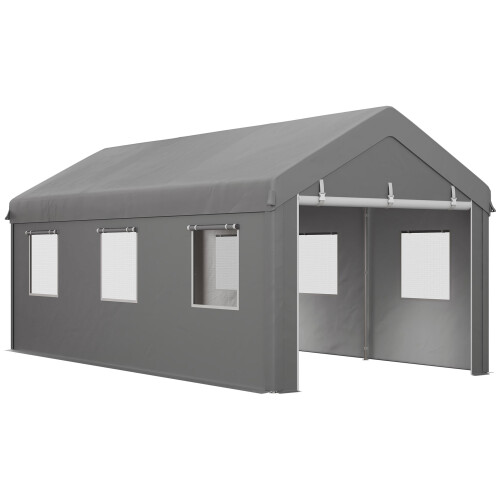 Outsunny Carpa para Garaje Gris 600 x 295 x 278 cm
