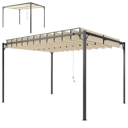 Outsunny Pérgola Beige 404 x 304 x 240 cm