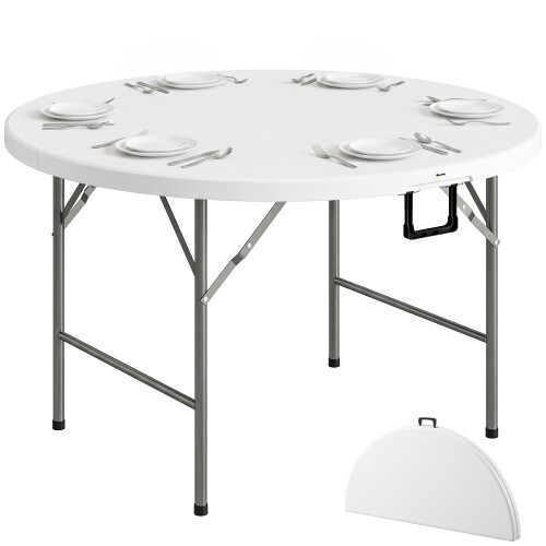 Outsunny Mesa de Jardín Blanco 122 x 122 x 73 cm