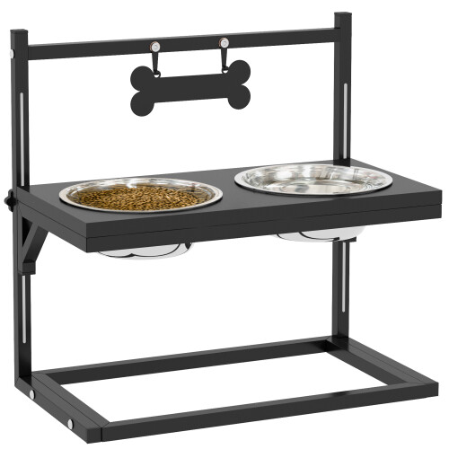PawHut Comedero para Perro Negro 40.5 x 22 x 39 cm