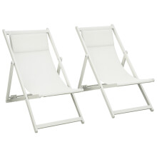 2 Tumbonas Plegable Blanco 60 x 100 x 85 cm