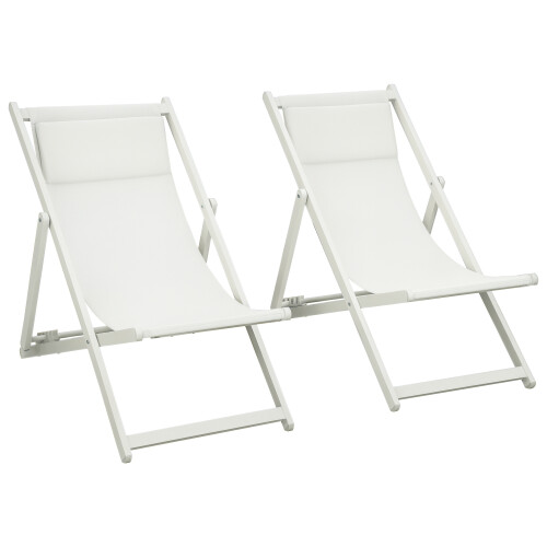 Outsunny 2 Tumbonas Plegable Blanco 60 x 100 x 85 cm