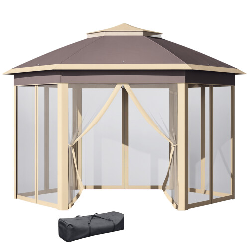 Outsunny Carpa Plegable Beige 405 x 340 x 285 cm