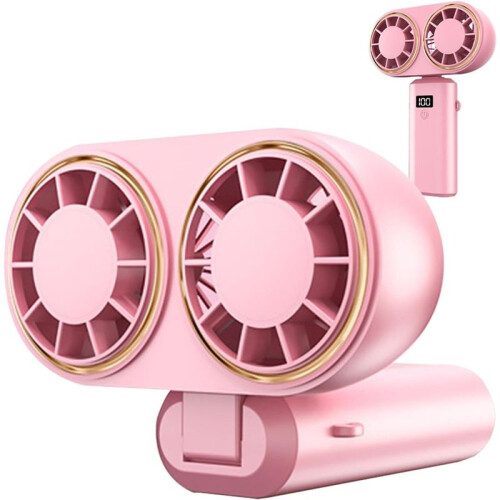 Portable Handheld Fan USB Charging Cooler Dual Fan Digital Display Rechargeable Battery 1