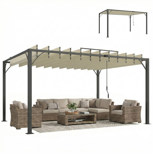 Outsunny Pérgola Beige 390 x 295 x 213 cm