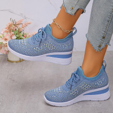 Willtoo Rhinestone Sneakers for Women Sky Blue 1 Pair