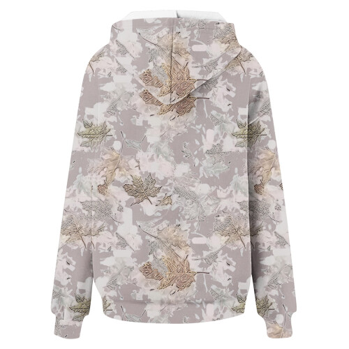 Women's Camo Hoodie Maple Leaf Print Oversized Sweatshirt 2