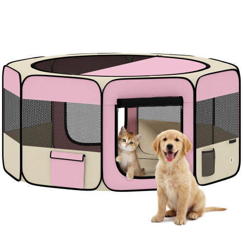 PawHut Parque para Mascota Rosa 90 x 90 x 41cm