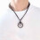Leather Necklace for Men Double Circle Ring Pendant Vintage 8