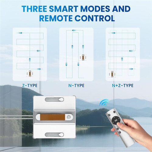 Window Cleaning Robot, Automatic Window Cleaning Robot with 4 Nozzles, Intelligent Navigation,Remote Control Eu Plug 2