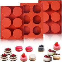 (As show, One size) Moule à biscuits au chocolat (lot de 3), moules de cuisson en silicone, moules ronds en silicone à 6