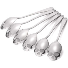 (As show, One size) Ensemble de 6 cuillères à café en acier inoxydable en forme de crâne, 15 cm. Cuillère à sucre en forme