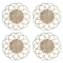 (As show, One size) Ensemble de 4 sous-verres artisanaux en rotin, style bohème, en osier naturel tressé, minimalistes,