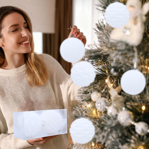 Christmas Balls Flocked 10 cm White 2 pcs 2