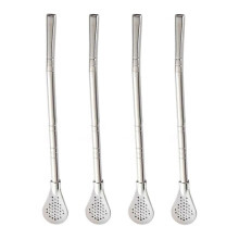 (As show, One size) Lot de 4 pailles-cuillères premium avec filtre et 2 goupillons de nettoyage.