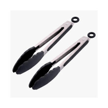 (As show, One size) Pinces de cuisine en acier inoxydable avec embouts en silicone et clip de verrouillage (2 pièces)