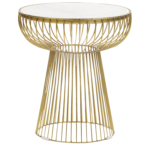Beliani Side Table CHEYNES Marble Gold