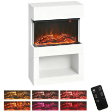 19" Electric Fireplace with Surround, 3D Flame Effect, 6 Colours & 3 Brightness Levels, 1000W/2000W White Electric Fire