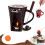 Ceramic Chocolate Fondue Cup with Forks Brown 1
