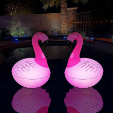 (As show, One size) Lot de 2 lampes solaires flamants roses flottantes et étanches, phosphorescentes, pour piscine.