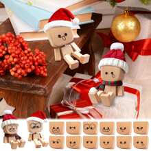 Wooden Christmas Shaking Man Figurine with Hat Scarf 12