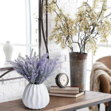 (As show, One size) Lot de 10 bouquets de fleurs artificielles de lavande, plantes en plastique pour la décoration intérieure