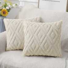 (As show, One size) Housses de coussin décoratives en fausse fourrure douce 56 x 56 cm - Housses de coussin pour canapé