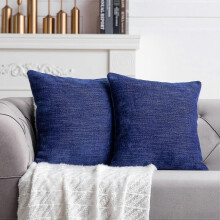 (As show, One size) Lot de 2 housses de coussin décoratives bleues marine 50 x 50 cm (20 x 20 pouces), housse de coussin