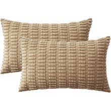 (As show, One size) Lot de 2 housses de coussin décoratives en velours côtelé 30 x 50 cm, style bohème à rayures douces,