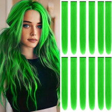Colored Clip-In Hair Extensions Straight Synthetic 12 PCS