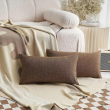 (As show, One size) Housses de coussin décoratives, lot de 2 housses de coussin rectangulaires en lin doux, pour canapé