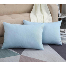 (As show, One size) Housses de coussin décoratives en coton uni, 30 x 45 cm, bleu clair