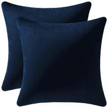 (As show, One size) Housses de coussin 50x50 cm bleu marine : lot de 2 housses de coussin carrées en velours doux et confortable,