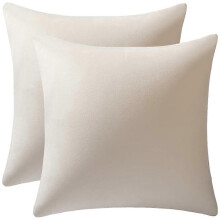 (As show, One size) Housses de coussin 45x45 cm crème : lot de 2 housses de coussin carrées en velours doux et confortable,