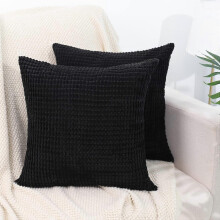(As show, One size) Housses de coussin décoratives BEBEN, lot de 2, 66 x 66 cm, en velours côtelé doux, carrées, noires,