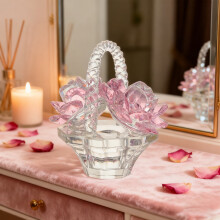 Crystal Flower Basket Ornament for Valentine's Day Decor