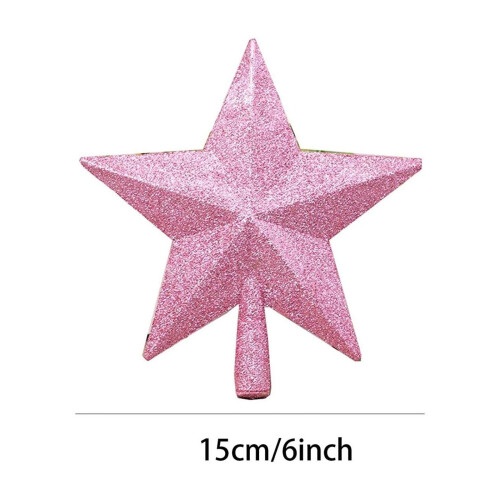 Christmas Tree Topper Star Glitter Pink 8 inch 2