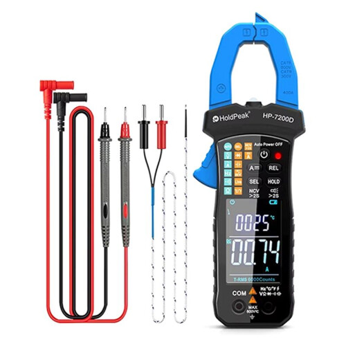 HoldPeak -7200D Digital Clamp Meter, TRMS 6000 Counts Multimeter with Auto Range,AC/ Voltage & Current Measurement 1