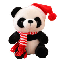 Christmas Panda Plush Doll Red Santa Hat 9.8 inch