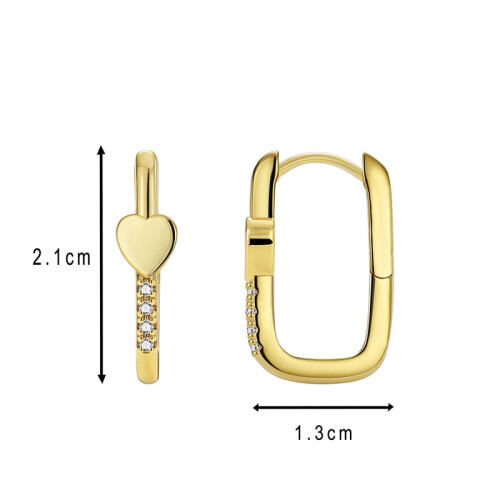 Gold Hoop Earrings for Women Rectangular Heart Small 1