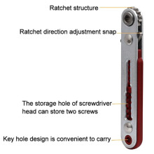 Ratchet Wrench 1/4 Inch Drive Socket Hex Screwdriver Bit Dual Ratchet Wrench Tool with Two Bit Heads Elbow