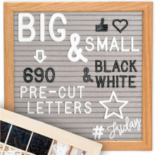 (As show, One size) Tableau à lettres en feutrine 10x10 + caractères + support + ciseaux + sac en toile + boîte en forme
