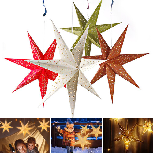 3D Paper Star Lantern 7-Point Hollow Hanging Decoration