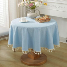 (As show, One size) Nappe rectangulaire unie à franges, en coton, idéale pour la décoration intérieure, diamètre 150 cm.