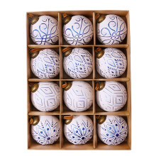 Christmas Ball Ornaments White Blue 12PCS 80mm
