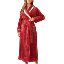 Waffle Robe for Women Thick Flannel Velvet Spliced Bathrobe
