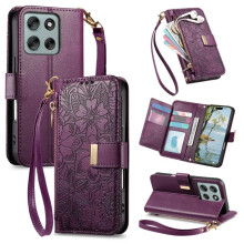 Purple PU Leather Flip Wallet Case for Motorola Moto G05